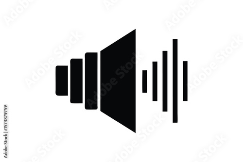 Black silhouette of a speaker icon emitting sound waves representing audio output and volume control