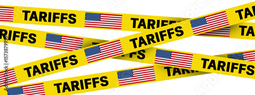 Φωτογραφία USA Tariff Warning or Caution Tape – Trade War policy and Import Restriction Con