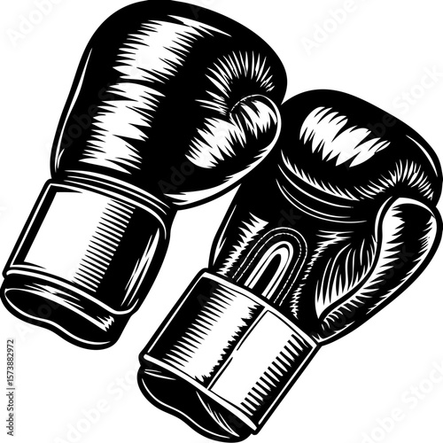 boxing gloves (linocut style)