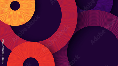 Colorful abstract background with circles resembling digital discs and retro compact media design