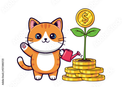 Cartoon Man Holding Bitcoin Sign with Scarf and Top Hat.