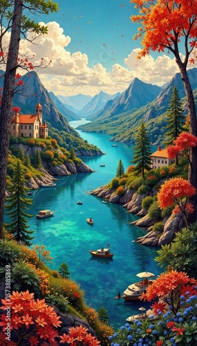 A Vibrant Tapestry of Global Travel  Retro Vintage Collage Showcasing Diverse Landscapes, Cultures, and Adventure