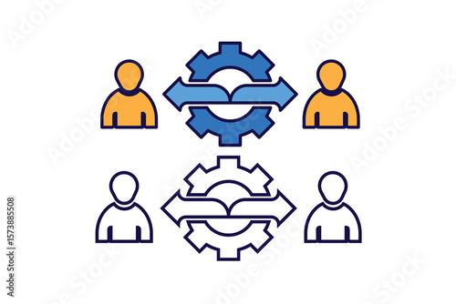  operation, icon, production, process, management, industry, gear, technology, business, project, innovation, industrial, support, efficient, productivity, vector, effective, efficacy, line, illustrat