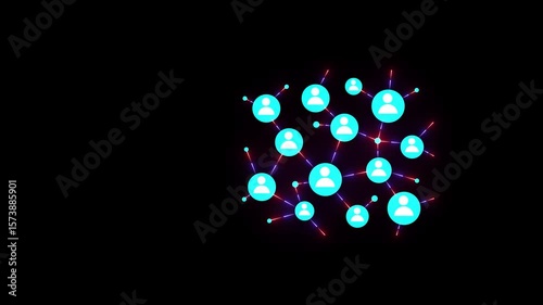  Network system, network connections with people icons and man icon animation. Networking topology animation. successful business content animation. 