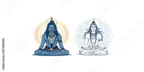 Print   Adiyogi Shiva Mahadev Vector Drawing Illustration