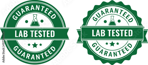 Guaranteed lab tested green stamp badge icons