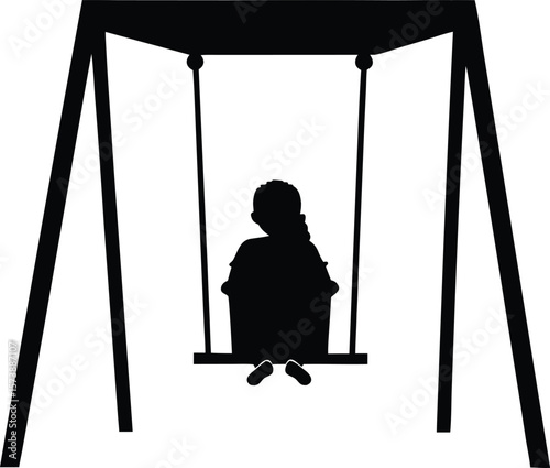 Girl on a swing enjoying playground fun outdoors in summer