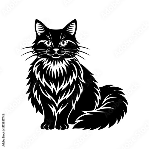 Maine Coon Cat Clipart Vector Illustration