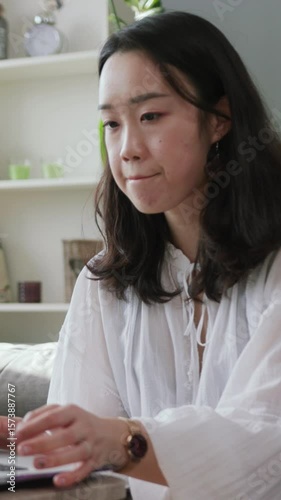 A woman works remotely at home, surrounded by a cozy indoor garden and using a laptop