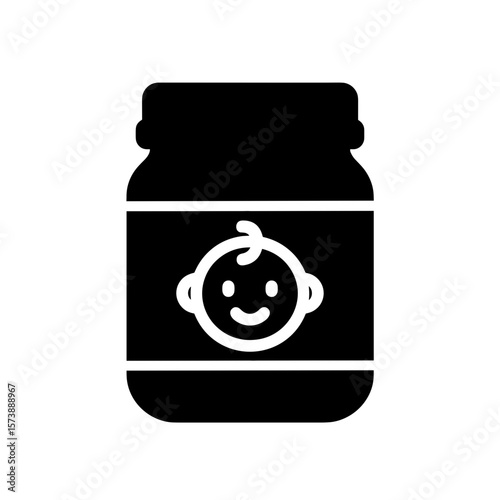Baby food jar icon in filled style — nutrition symbol for infants
