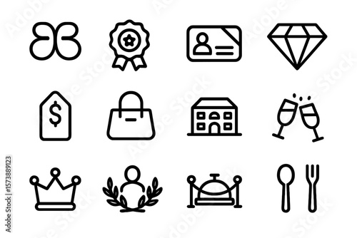 Elegant linear icons collection for business and lifestyle design projects