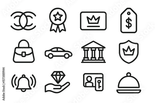 Elegant linear icons for business and security