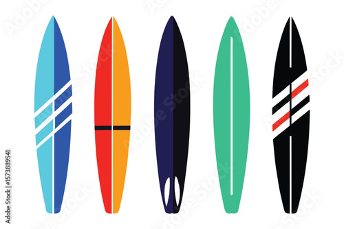Surfboard Silhouette Icon Vector Illustration for Beach and Water Sports Design
