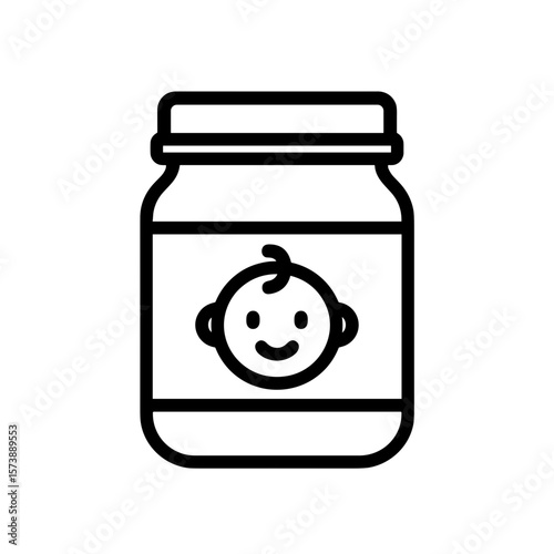 Baby food jar icon in outline style — nutrition symbol for infants