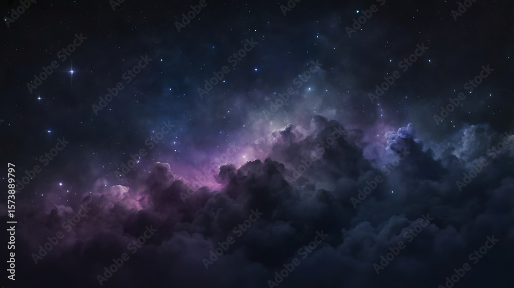 Fototapeta premium A vibrant cosmic scene showcasing nebulas, stars, and swirling celestial formations.