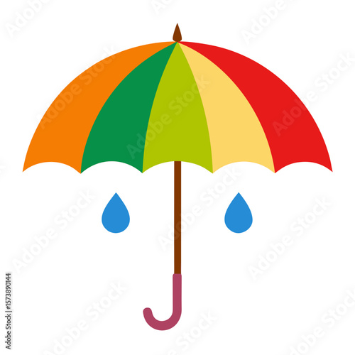 Umbrella With Rain Drops Icon Art
