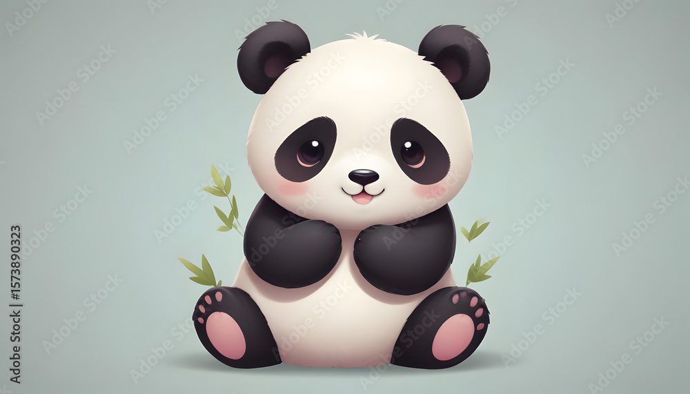 Fototapeta premium panda bear with a flower
