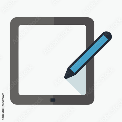 Tablet With Stylus Pen Icon Vector