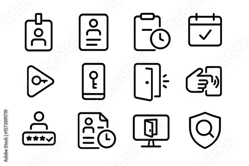 Minimalist interface icons for access and security features