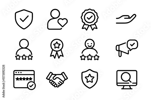 Minimalist icons set for business and customer service themes