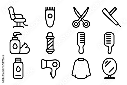 Barber shop icons set: essential tools for modern hair styling