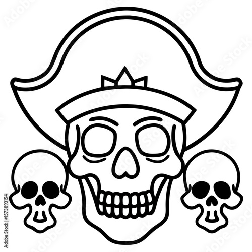 Sugar skulls and pirate skulls line art – Day of the Dead vector illustration on transparent background