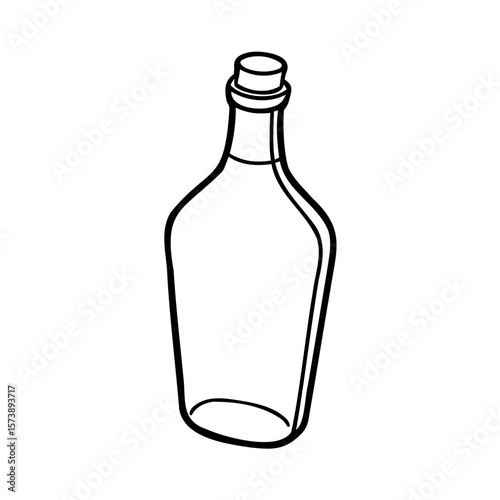 Empty glass bottle with cork stopper vector