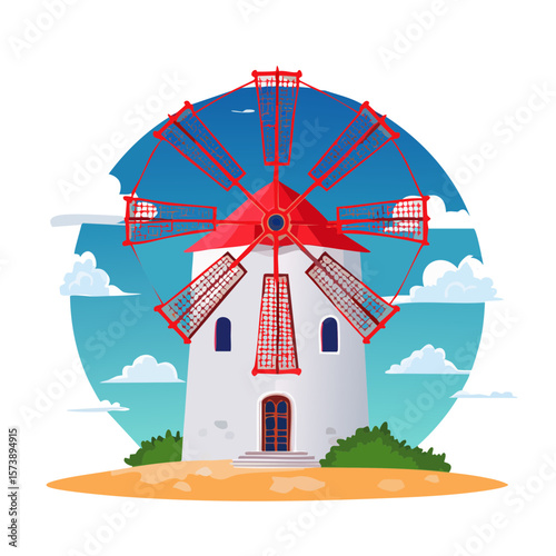 Quaint Windmill Illustration