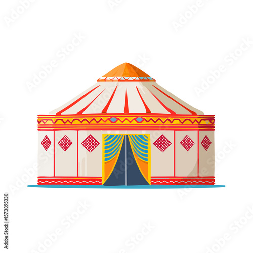 Colorful Circus Tent Illustration on Black Background