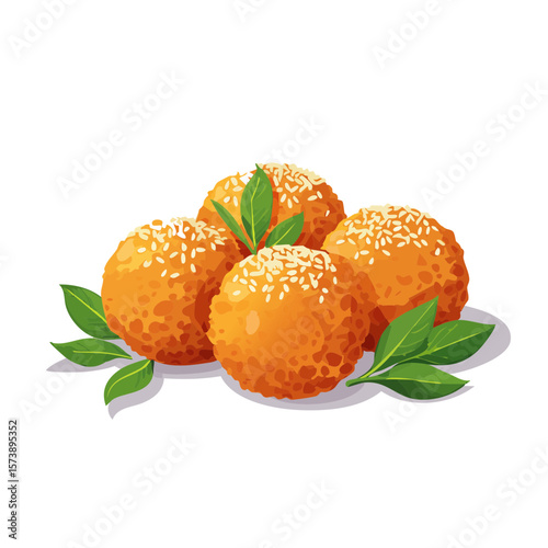 Delicious Arancini Balls: A Vector Illustration of Fried Rice Balls