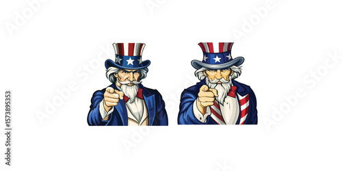 Print   Uncle Sam vector illustration with pointing hand.