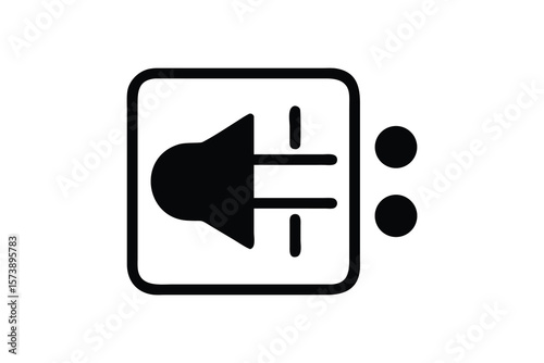 Modern minimalist black and white icon representing audio volume control with a speaker and slider elements