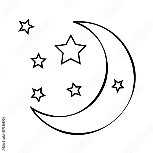 Crescent moon and stars night