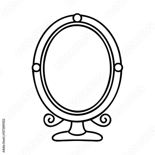 Oval vanity mirror with decorative stand vector
