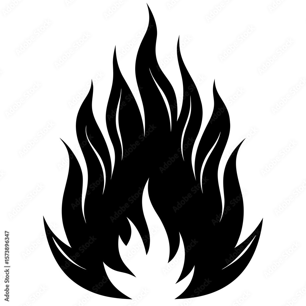 Fototapeta premium Blazing Fire Silhouette Icon