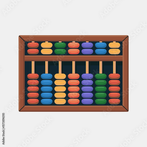 A colorful illustration of an abacus, a traditional calculating tool, depicted in detail.