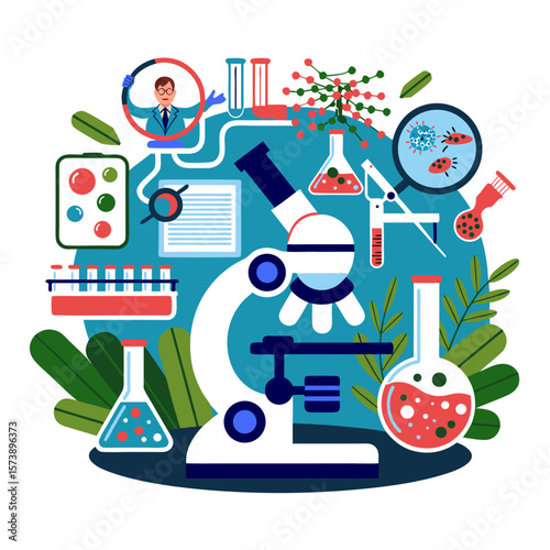 Scientist researching plant disease using advanced laboratory equipment and microscopic analysis.