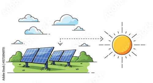 Harnessing the power of solar energy conversion with photovoltaic panels under sunny skies generating clean electricity