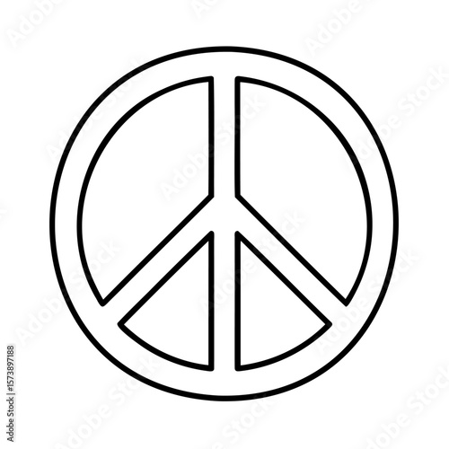Black peace symbol outline on white graphic