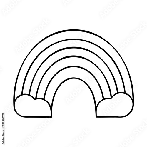 Black and white rainbow with clouds curve weather