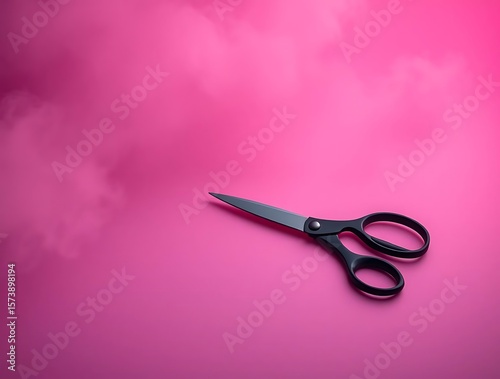 Wallpaper Mural Dark Scissors on Pink Gradient, Modern Minimalist Object Photography Torontodigital.ca