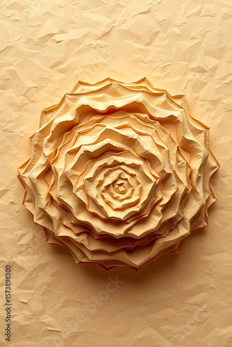 Wallpaper Mural Delicate paper flower in serene golden hues, artistic handmade background Torontodigital.ca