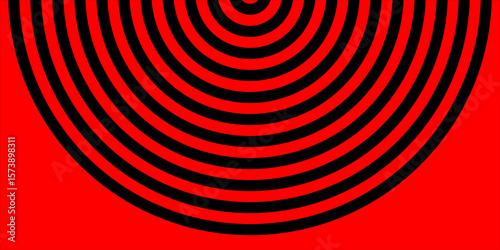 Black red round abstract vortex hypnotic spiral wallpaper. Vector illustration optical illusion spiral anaglyph opt art illustration. Volute, spiral, concentric lines, circular, rotating background.