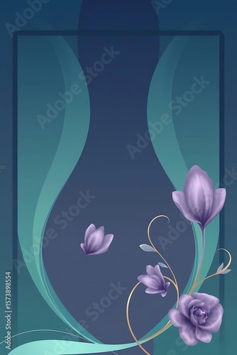 Wallpaper Mural Elegant floral arrangement with flowing frame on a gradient background Torontodigital.ca