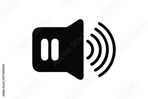 Simple black speaker icon with sound waves emanating from the right side on a white background