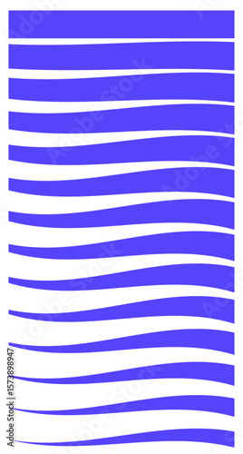 Blue wavy lines decreasing in thickness from top to bottom on white background. Abstract vector pattern for modern graphic design.