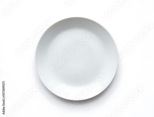 Wallpaper Mural Elevated view of ceramic empty dinner plate on seamless white background Torontodigital.ca