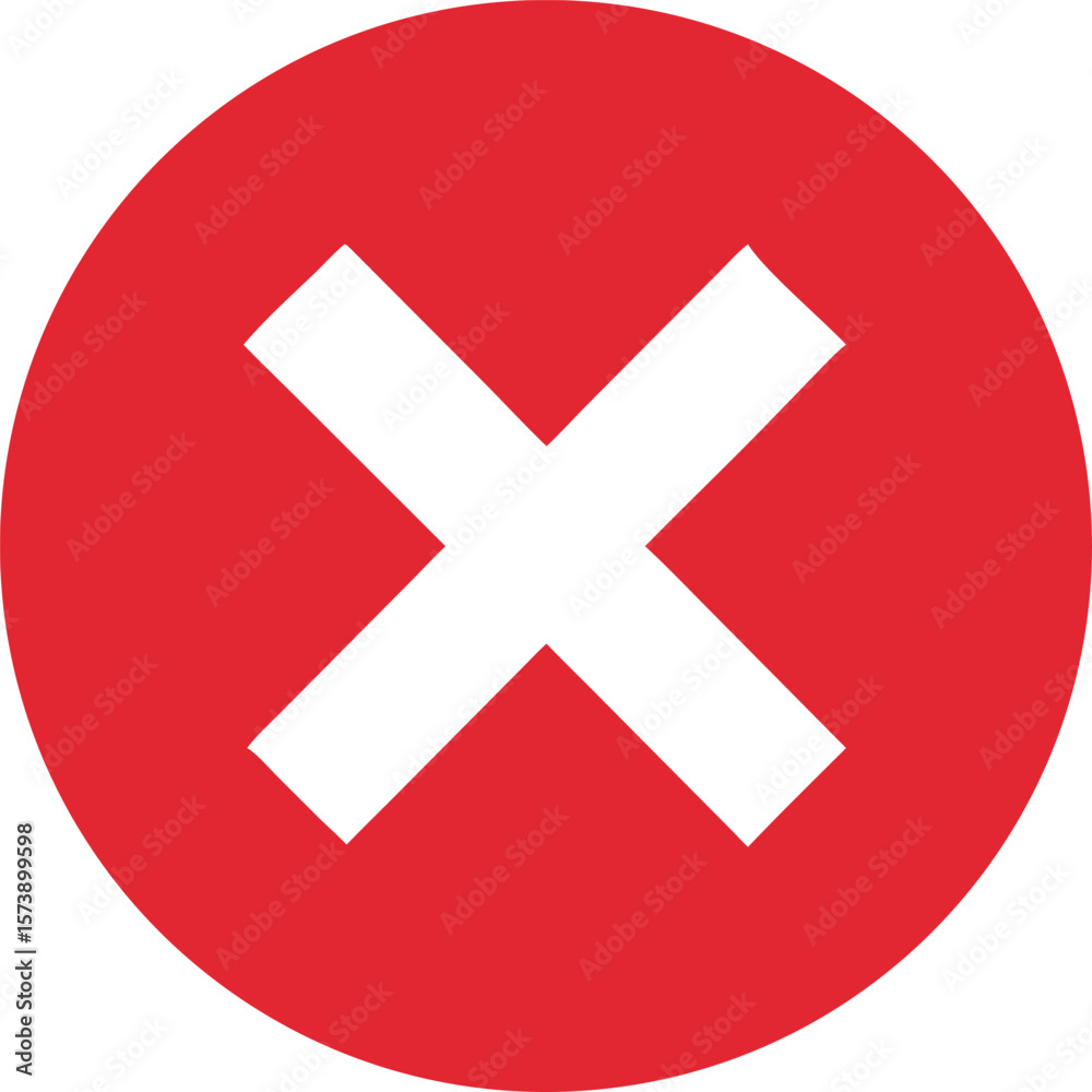Obraz premium Red Circle Cross Wrong Incorrect Negative Symbol