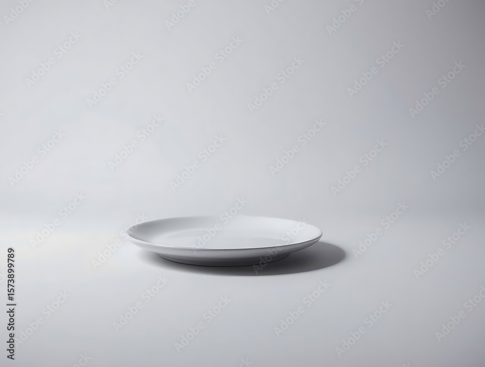 custom made wallpaper toronto digitalMinimalist round plain white ceramic plate displayed on a white backdrop