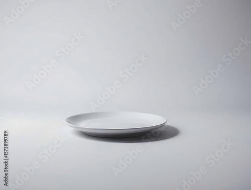 Wallpaper Mural Minimalist round plain white ceramic plate displayed on a white backdrop Torontodigital.ca